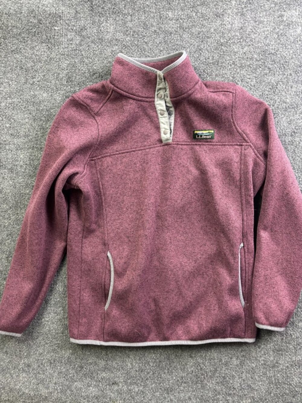 L.L. Bean Jacket Womens M REG Pink Fleece Snap Pullover Pockets‎ Collar